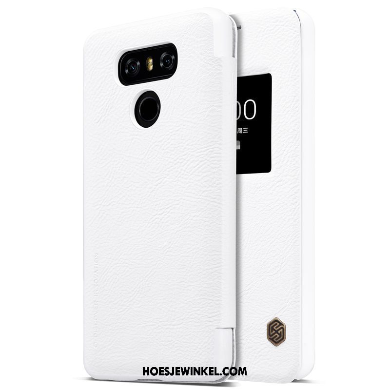 Lg G6 Hoesje Mobiele Telefoon Leren Etui Goud, Lg G6 Hoesje Hoes Folio Braun