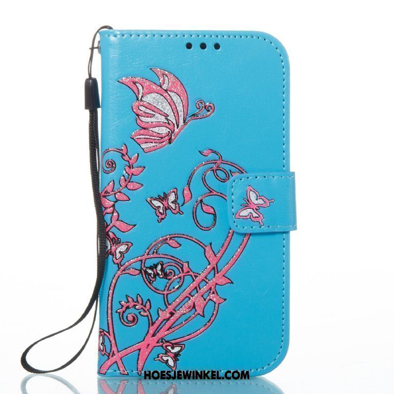 Lg K11 Hoesje Kleur Blauw Hoes, Lg K11 Hoesje Bedrukt Vlinder Bloemen