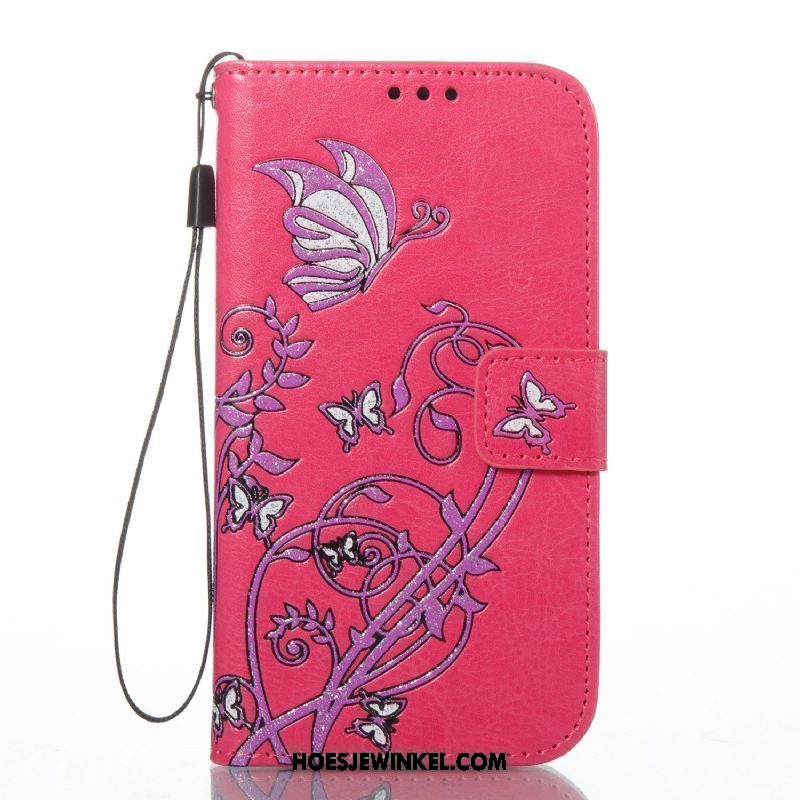 Lg K11 Hoesje Kleur Blauw Hoes, Lg K11 Hoesje Bedrukt Vlinder Bloemen