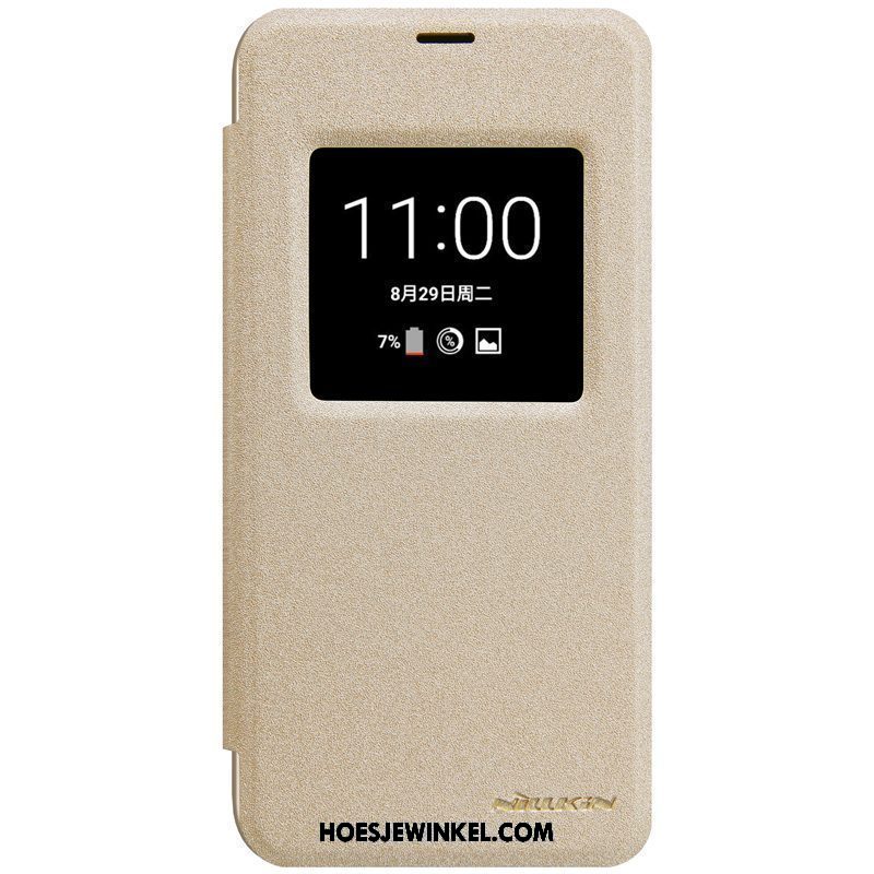 Lg Q6 Hoesje Goud Mobiele Telefoon Ster, Lg Q6 Hoesje Leren Etui Hoes