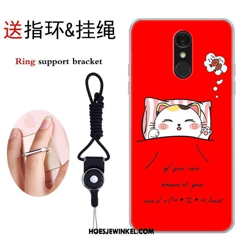 Lg Q7 Hoesje Hoes Zacht Kat, Lg Q7 Hoesje Rood Trendy Merk