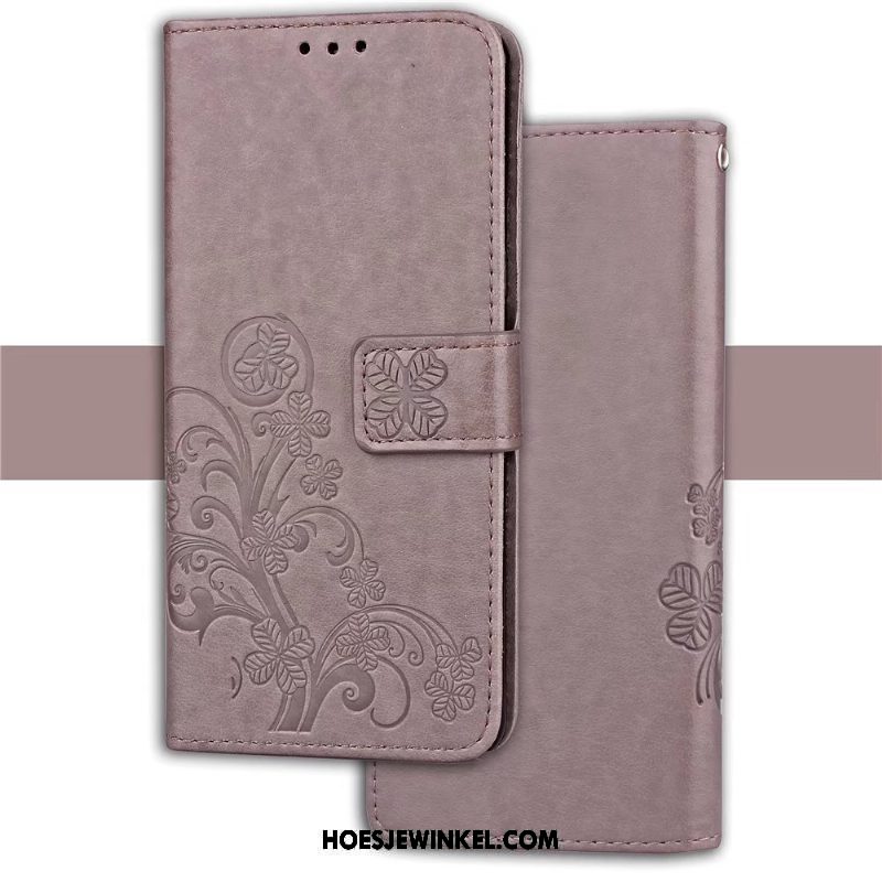 Lg Q7 Hoesje Leren Etui Purper All Inclusive, Lg Q7 Hoesje Folio Portemonnee