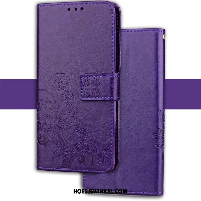 Lg Q7 Hoesje Leren Etui Purper All Inclusive, Lg Q7 Hoesje Folio Portemonnee