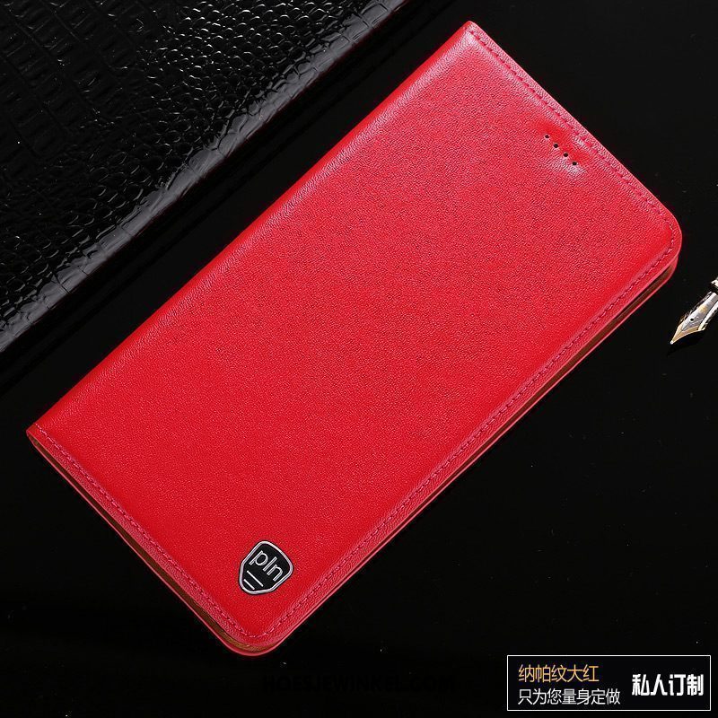 Lg V30 Hoesje Hoes Folio Rood, Lg V30 Hoesje Leren Etui Bescherming