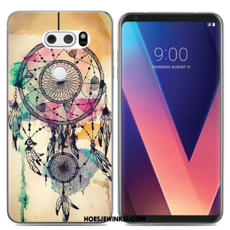 Lg V30 Hoesje Olieverfschilderij Zacht Pu, Lg V30 Hoesje Siliconen Scheppend