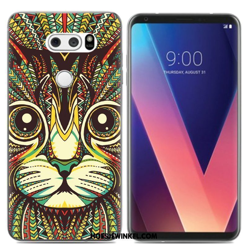 Lg V30 Hoesje Olieverfschilderij Zacht Pu, Lg V30 Hoesje Siliconen Scheppend