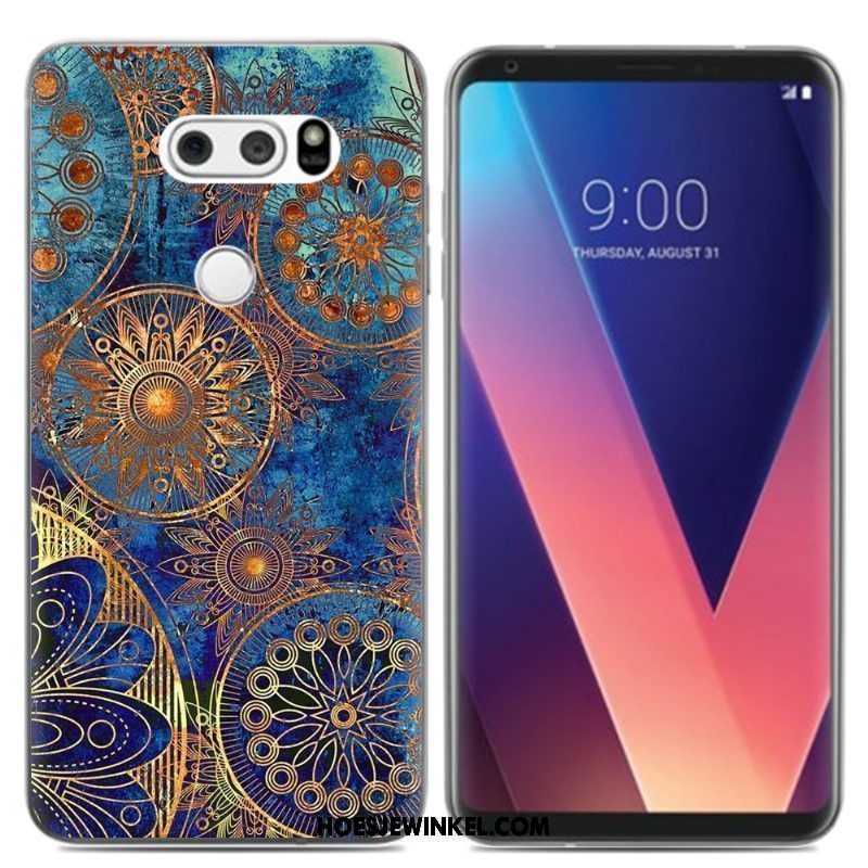 Lg V30 Hoesje Olieverfschilderij Zacht Pu, Lg V30 Hoesje Siliconen Scheppend