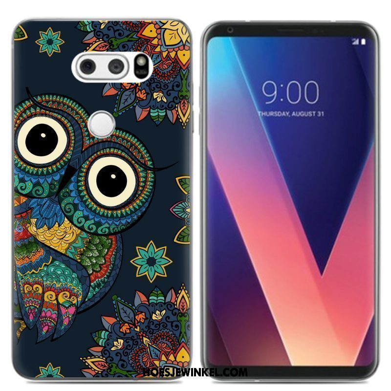 Lg V30 Hoesje Olieverfschilderij Zacht Pu, Lg V30 Hoesje Siliconen Scheppend