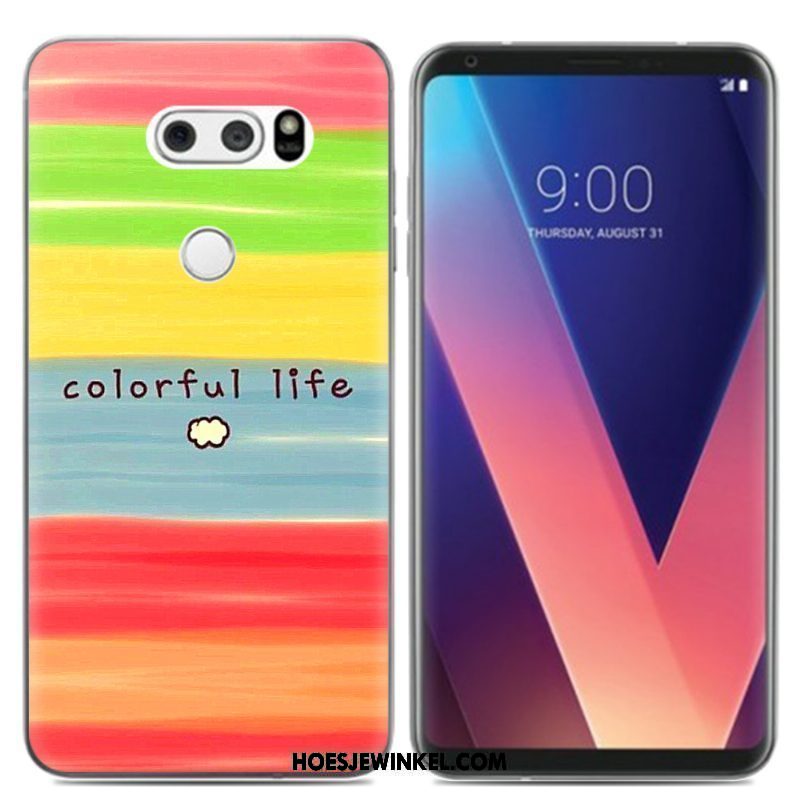 Lg V30 Hoesje Olieverfschilderij Zacht Pu, Lg V30 Hoesje Siliconen Scheppend