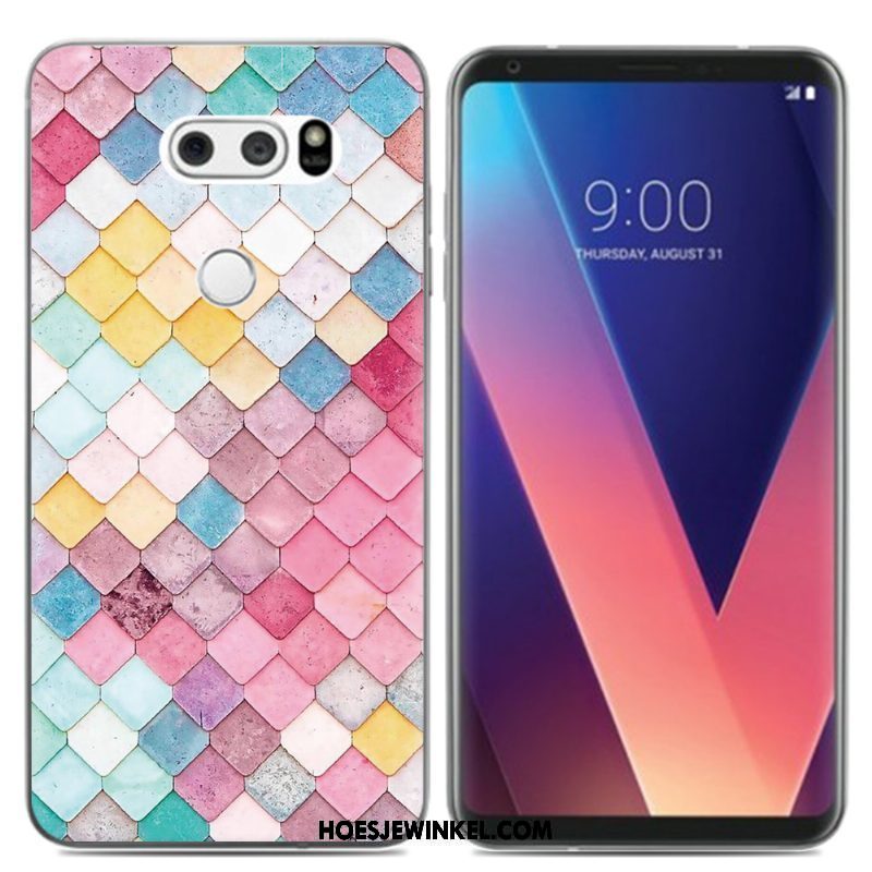 Lg V30 Hoesje Olieverfschilderij Zacht Pu, Lg V30 Hoesje Siliconen Scheppend