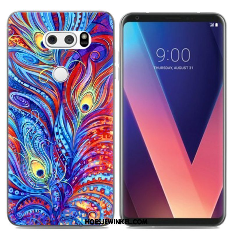 Lg V30 Hoesje Olieverfschilderij Zacht Pu, Lg V30 Hoesje Siliconen Scheppend