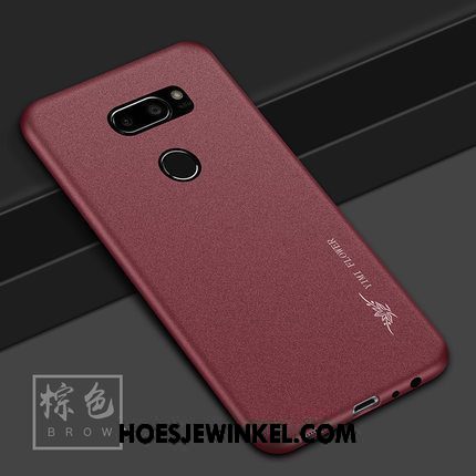 Lg V30 Hoesje Siliconen Bescherming Anti-fall, Lg V30 Hoesje Skärmskydd Tempereren Braun