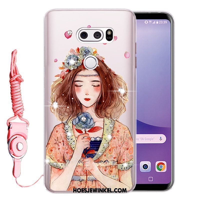 Lg V30 Hoesje Siliconen Roze Mobiele Telefoon, Lg V30 Hoesje Zacht Anti-fall