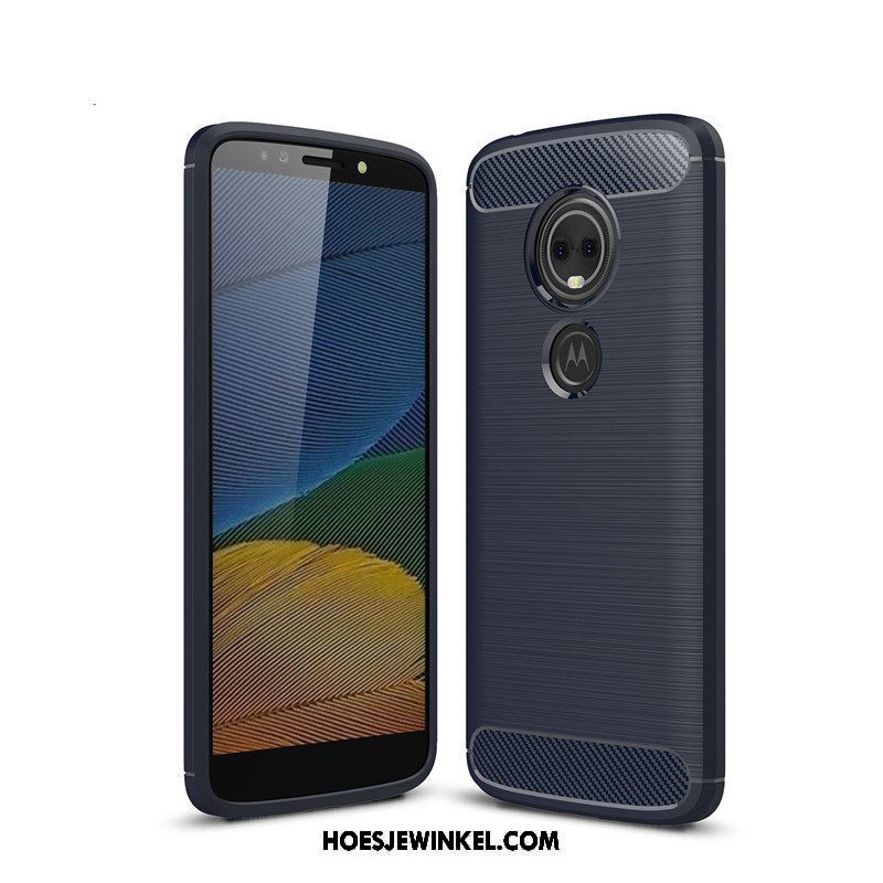 Moto E5 Hoesje Siliconen Bescherming Fiber, Moto E5 Hoesje Zwart Zacht