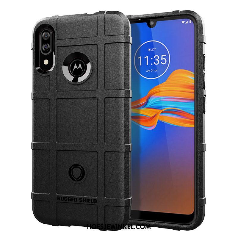 Moto E6 Plus Hoesje Bescherming Zwart Pu, Moto E6 Plus Hoesje Zacht Hoes