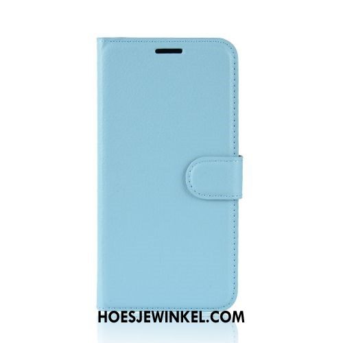 Moto E6 Plus Hoesje Mobiele Telefoon Soort Aziatische Vrucht Leren Etui, Moto E6 Plus Hoesje Trend Blauw