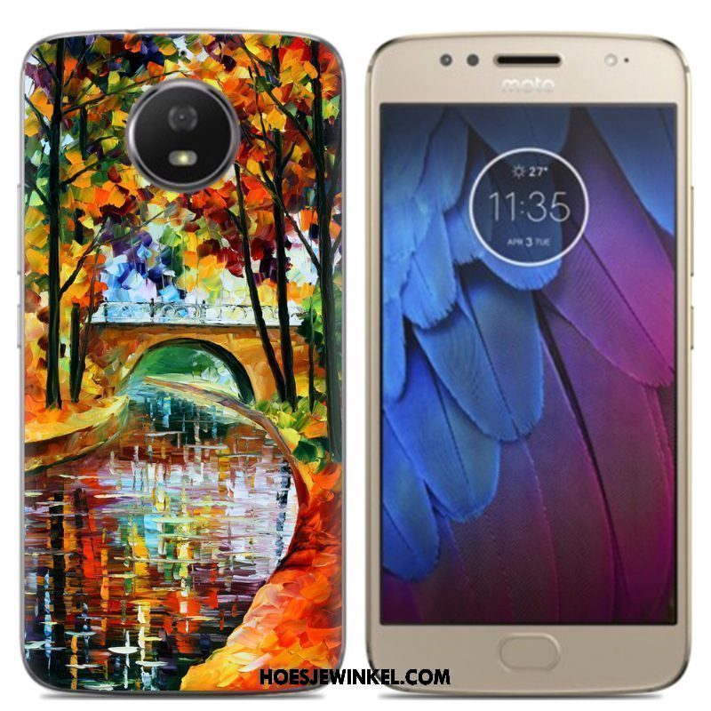 Moto G5s Hoesje Groen Scheppend Kleur, Moto G5s Hoesje Spotprent Mobiele Telefoon