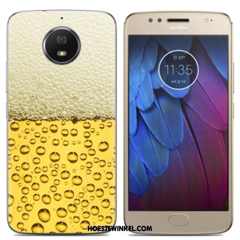 Moto G5s Hoesje Mobiele Telefoon Olieverfschilderij Speciale, Moto G5s Hoesje Geel Hoes