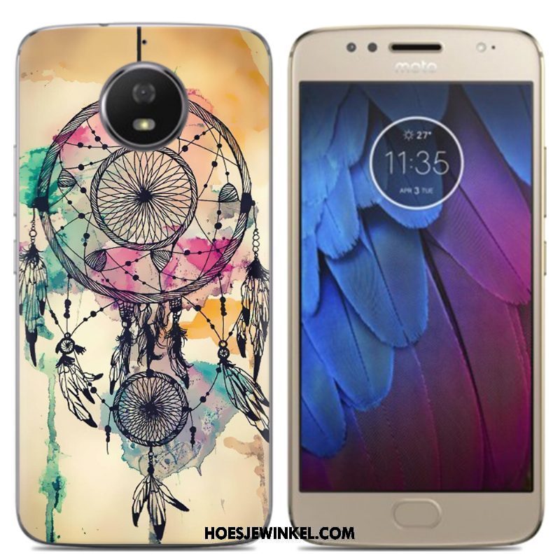 Moto G5s Hoesje Mobiele Telefoon Olieverfschilderij Speciale, Moto G5s Hoesje Geel Hoes