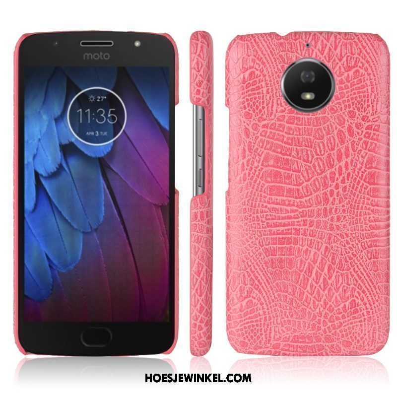 Moto G5s Hoesje Rood Krokodillenleer Mobiele Telefoon, Moto G5s Hoesje Leren Etui Hoes