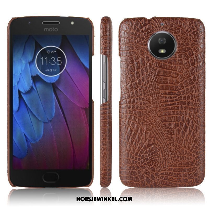 Moto G5s Plus Hoesje Leren Etui Leer Krokodillenleer, Moto G5s Plus Hoesje Geel Hoes