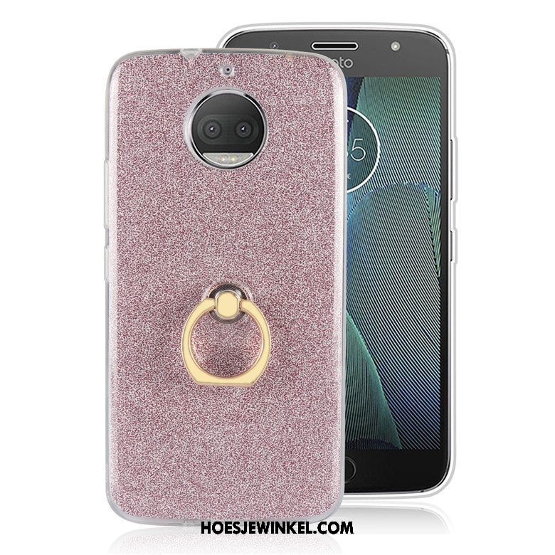 Moto G5s Plus Hoesje Roze Bescherming Mobiele Telefoon, Moto G5s Plus Hoesje Ring Klittenband