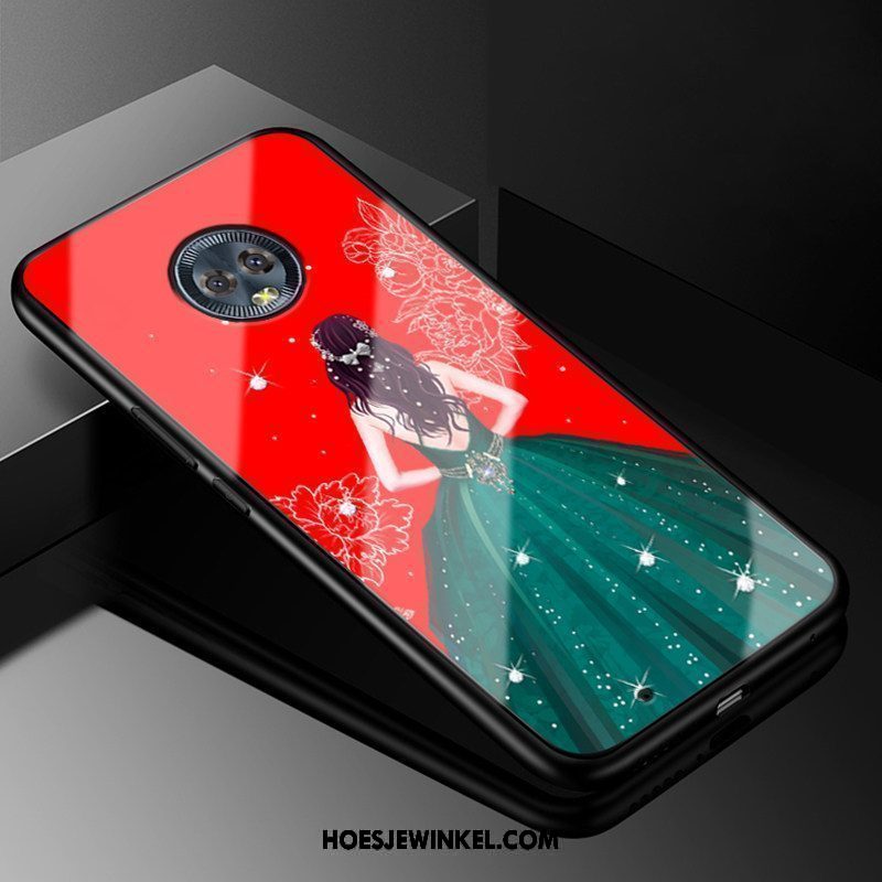 Moto G6 Hoesje Hoes Rood Zwart, Moto G6 Hoesje Siliconen Mobiele Telefoon