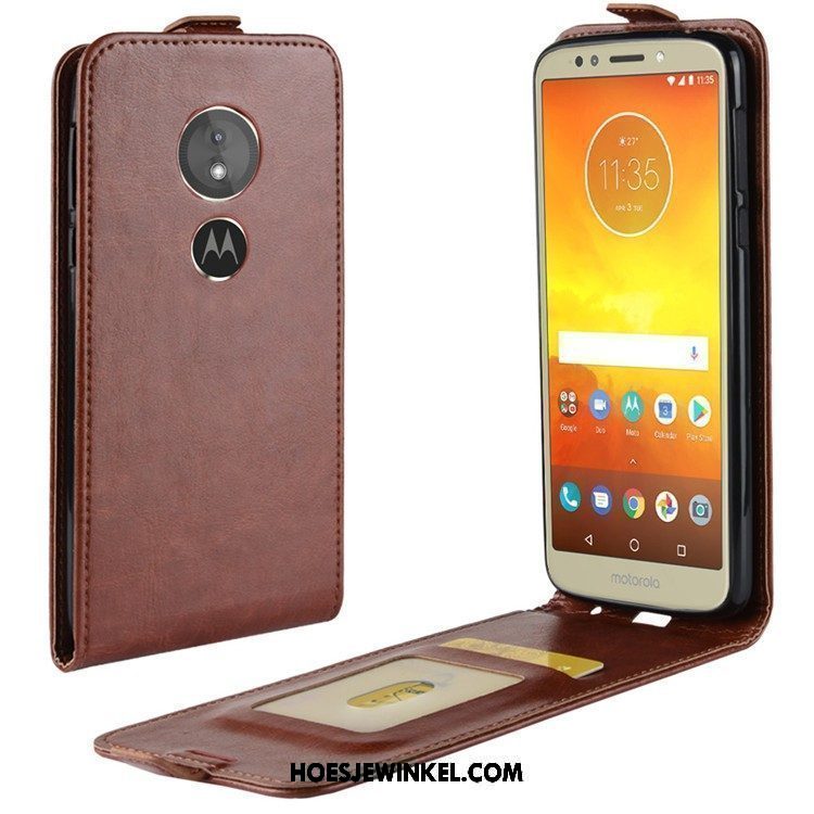 Moto G6 Play Hoesje Anti-fall Leren Etui Folio, Moto G6 Play Hoesje Mobiele Telefoon Hoes Braun