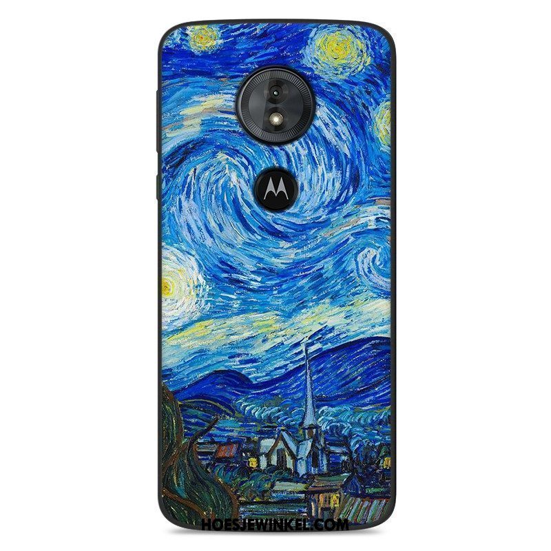 Moto G6 Play Hoesje Spotprent Bescherming Hoes, Moto G6 Play Hoesje Zacht Blauw Beige