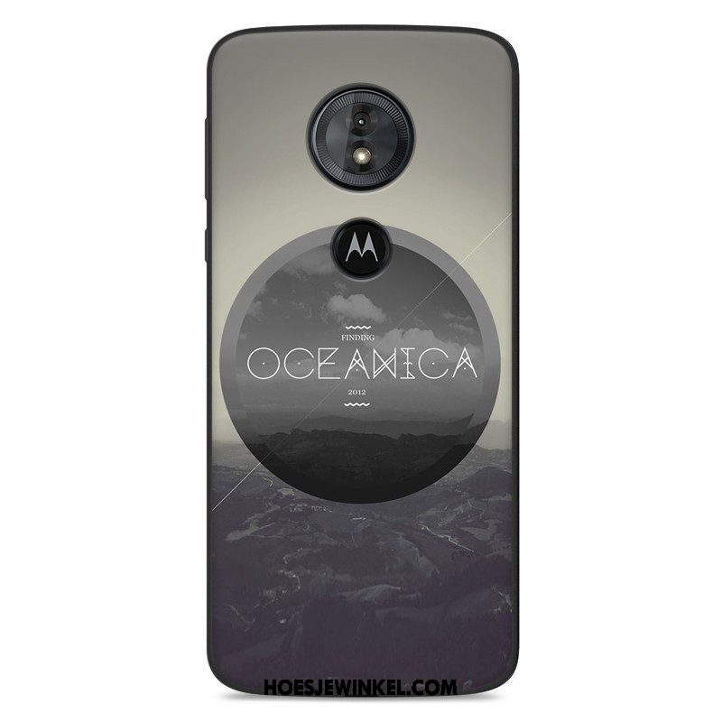 Moto G6 Play Hoesje Spotprent Bescherming Hoes, Moto G6 Play Hoesje Zacht Blauw Beige