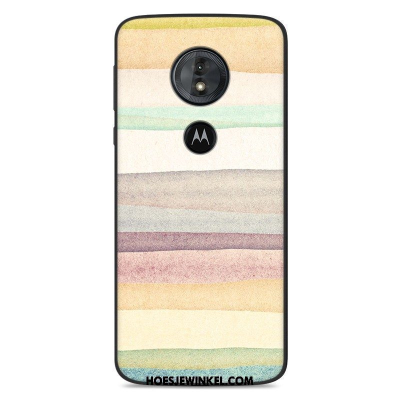 Moto G6 Play Hoesje Spotprent Bescherming Hoes, Moto G6 Play Hoesje Zacht Blauw Beige