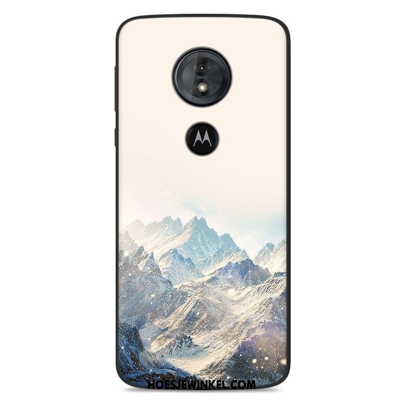 Moto G6 Play Hoesje Spotprent Bescherming Hoes, Moto G6 Play Hoesje Zacht Blauw Beige