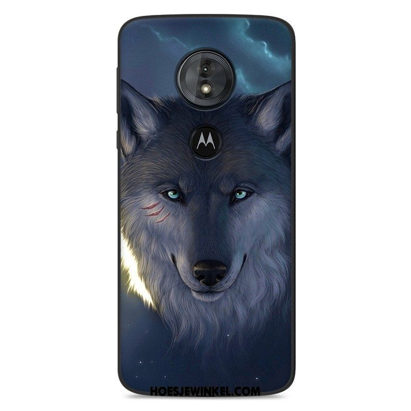 Moto G6 Play Hoesje Spotprent Bescherming Hoes, Moto G6 Play Hoesje Zacht Blauw Beige