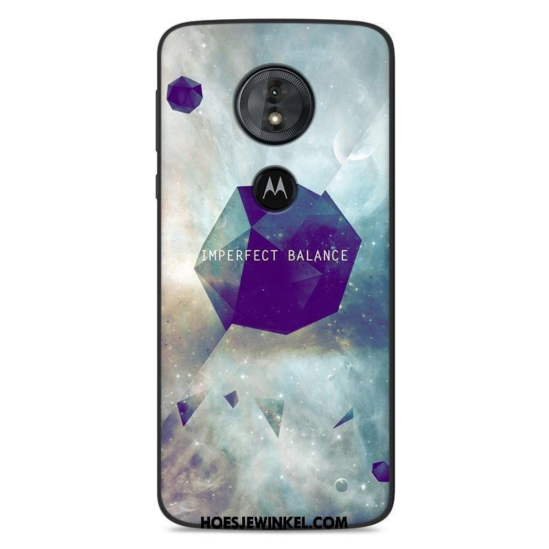 Moto G6 Play Hoesje Spotprent Bescherming Hoes, Moto G6 Play Hoesje Zacht Blauw Beige