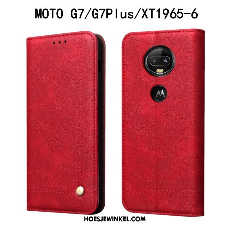 Moto G7 Hoesje Bescherming Hoes Folio, Moto G7 Hoesje Anti-fall Mobiele Telefoon Braun