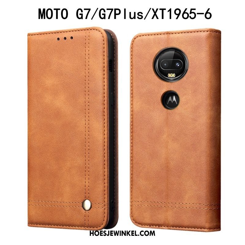 Moto G7 Hoesje Bescherming Hoes Folio, Moto G7 Hoesje Anti-fall Mobiele Telefoon Braun