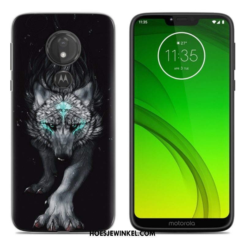 Moto G7 Hoesje Nieuw Hoes Zwart, Moto G7 Hoesje Zacht Geschilderd