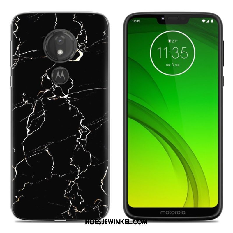 Moto G7 Hoesje Nieuw Hoes Zwart, Moto G7 Hoesje Zacht Geschilderd