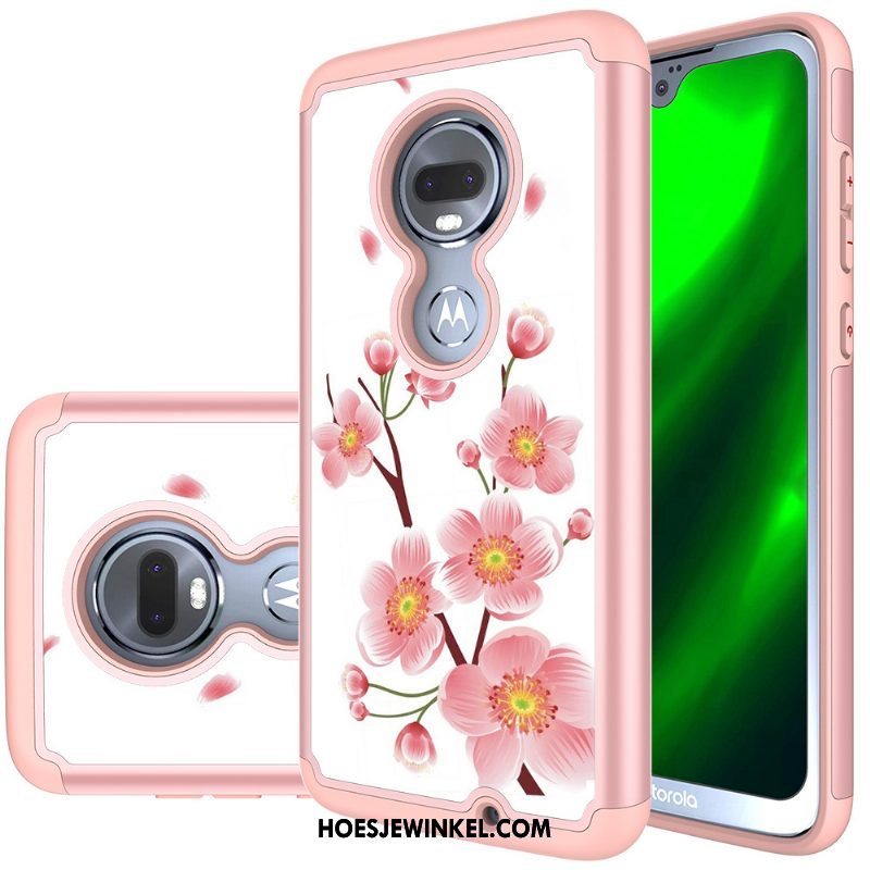 Moto G7 Hoesje Robot Purper Geschilderd, Moto G7 Hoesje Mobiele Telefoon Leer