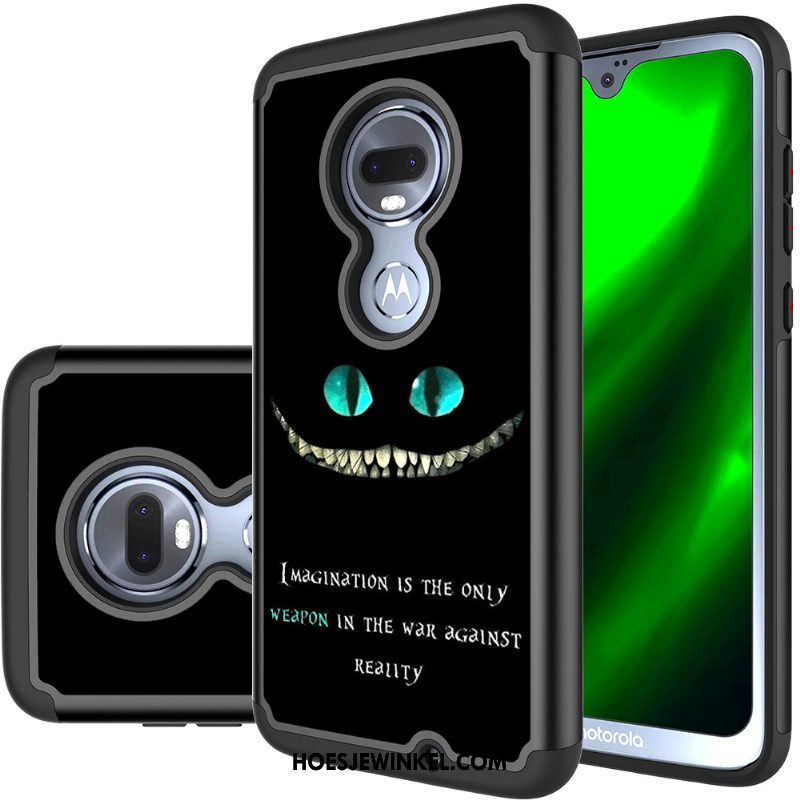 Moto G7 Hoesje Robot Purper Geschilderd, Moto G7 Hoesje Mobiele Telefoon Leer