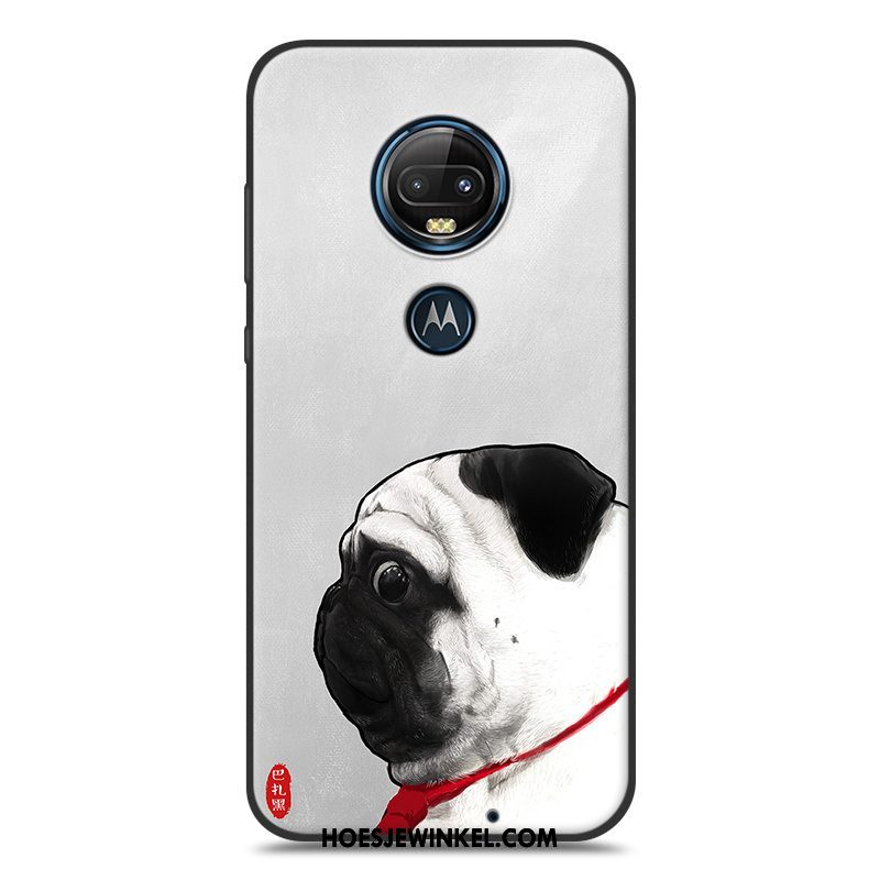 Moto G7 Hoesje Spotprent Schrobben Lovers, Moto G7 Hoesje Mobiele Telefoon Geel