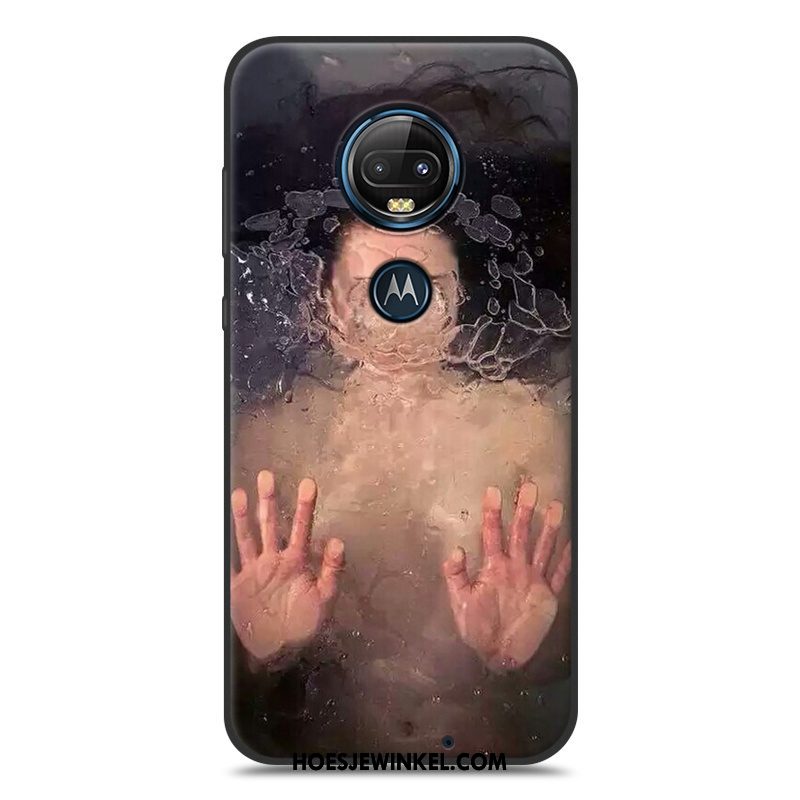 Moto G7 Hoesje Spotprent Schrobben Lovers, Moto G7 Hoesje Mobiele Telefoon Geel