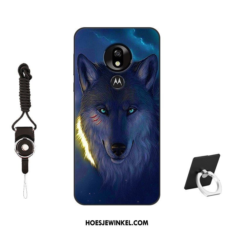 Moto G7 Play Hoesje Hoes Net Red Anti-fall, Moto G7 Play Hoesje Bescherming Blauw