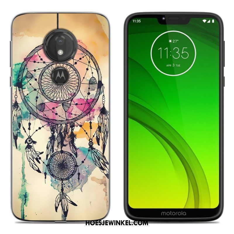 Moto G7 Play Hoesje Zacht Anti-fall Groen, Moto G7 Play Hoesje Bescherming Spotprent