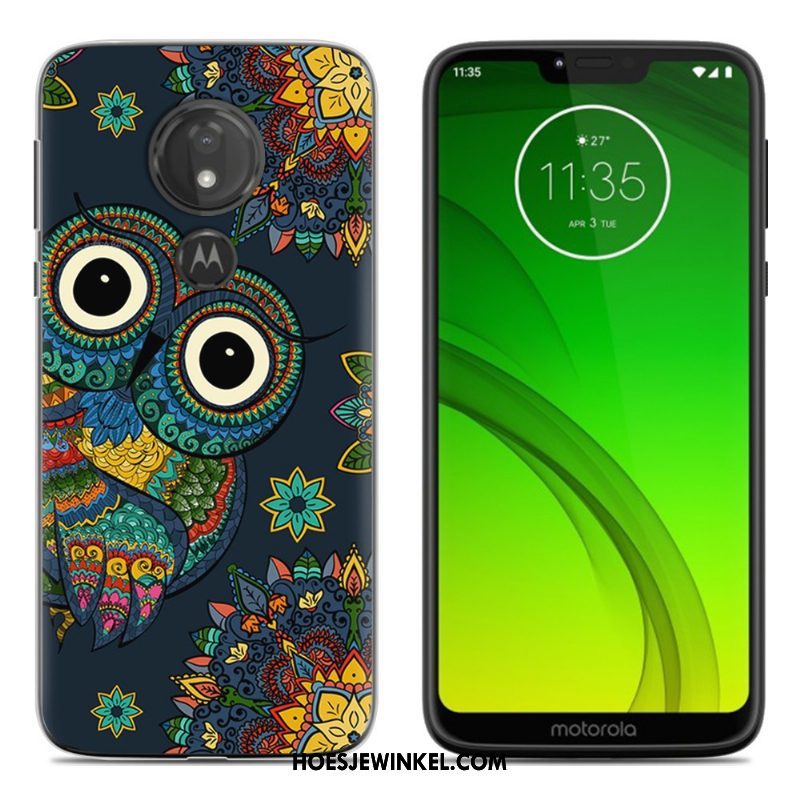 Moto G7 Play Hoesje Zacht Anti-fall Groen, Moto G7 Play Hoesje Bescherming Spotprent