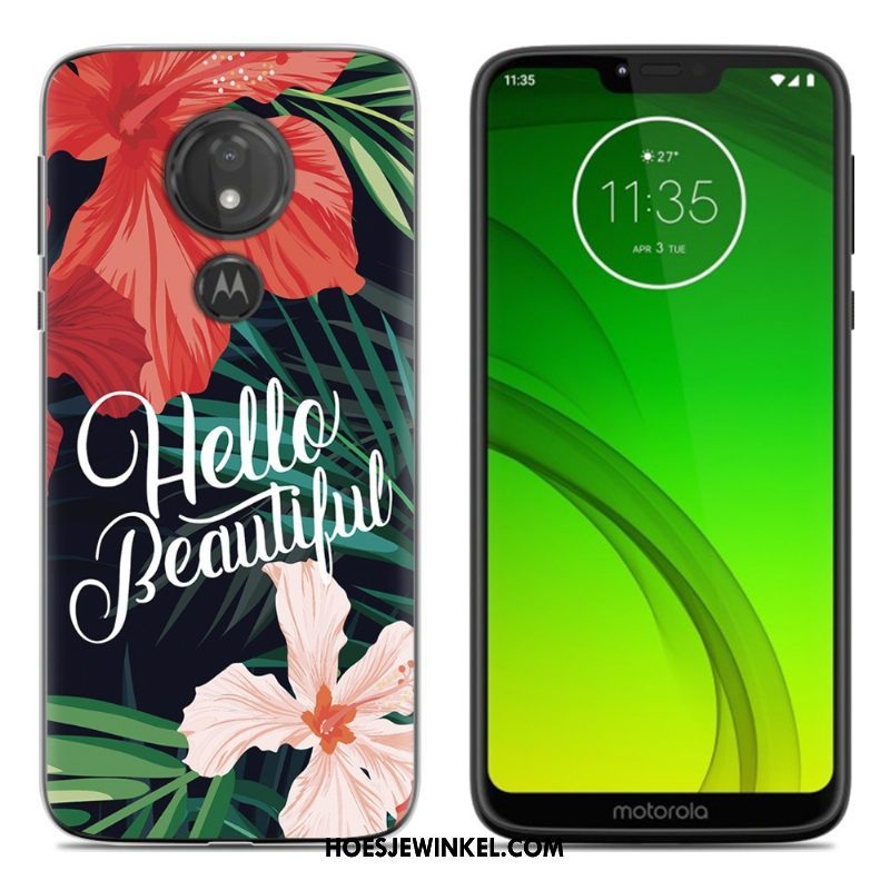 Moto G7 Play Hoesje Zacht Anti-fall Groen, Moto G7 Play Hoesje Bescherming Spotprent