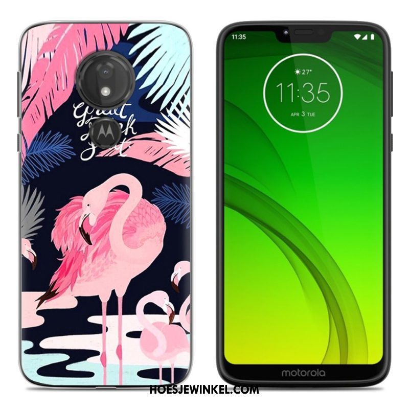 Moto G7 Play Hoesje Zacht Anti-fall Groen, Moto G7 Play Hoesje Bescherming Spotprent