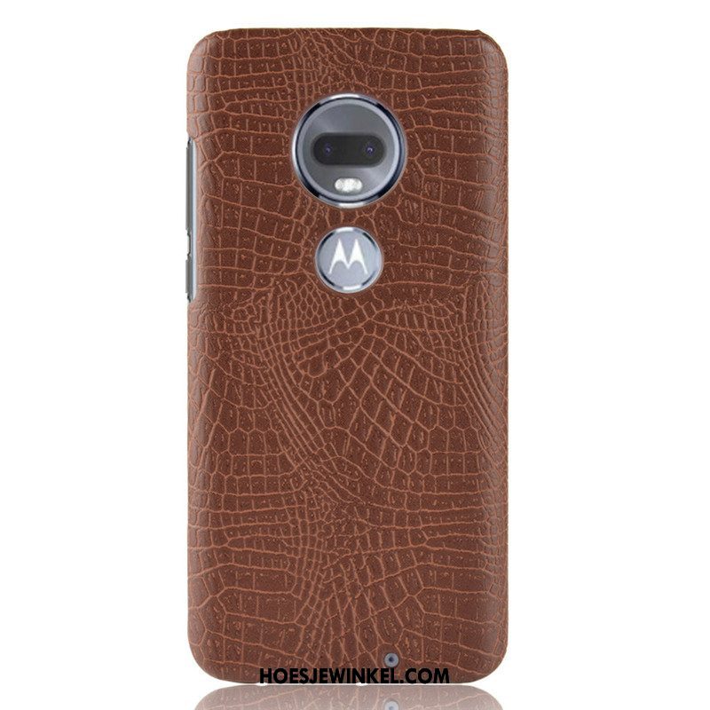 Moto G7 Plus Hoesje Hard Mobiele Telefoon Krokodillenleer, Moto G7 Plus Hoesje Hoes Anti-fall