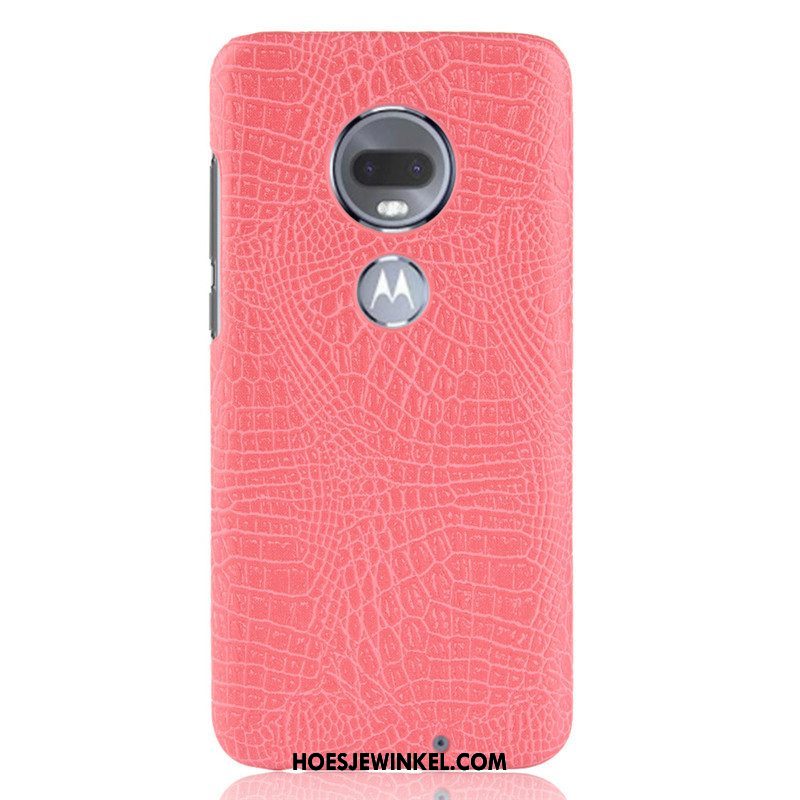 Moto G7 Plus Hoesje Hard Mobiele Telefoon Krokodillenleer, Moto G7 Plus Hoesje Hoes Anti-fall