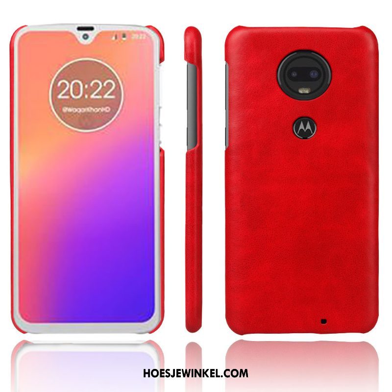 Moto G7 Plus Hoesje Hoes Kwaliteit Mobiele Telefoon, Moto G7 Plus Hoesje Leer Rood